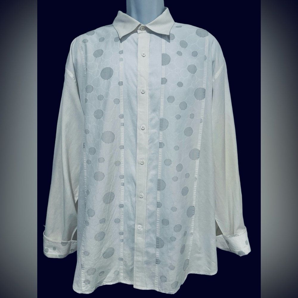 NAT NAST LUXURY ORIGINALS‎ MENS SHIRT POLKA DOT REVERSE PRINT FLIP CUFF LS XL